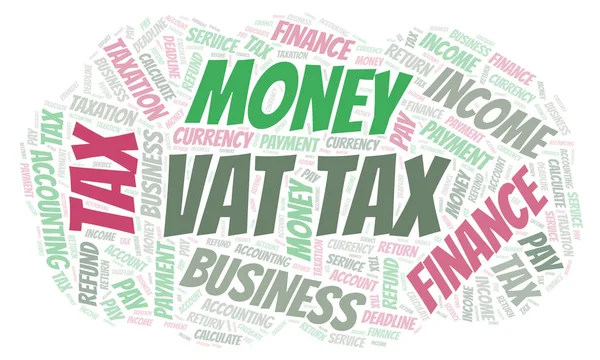 Vat Imposto Nuvem Palavra Wordcloud Feito Apenas Com Texto — Fotografia de Stock