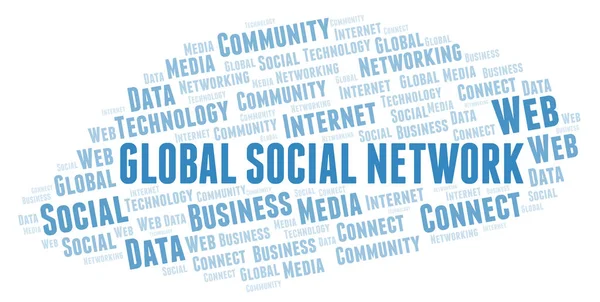 Rede Social Global Nuvem Palavras Wordcloud Feito Apenas Com Texto — Fotografia de Stock