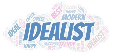 İdealist kelime bulutu. Yalnızca metin ile yapılan Wordcloud.