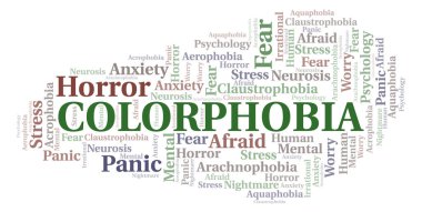 Colorphobia kelime bulutu. Yalnızca metin ile yapılan Wordcloud.