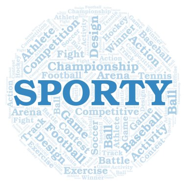 Sportif kelime bulutu. Yalnızca metin ile yapılan Wordcloud.