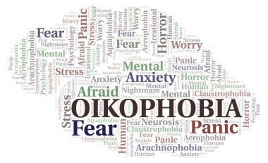 Oikophobia kelime bulutu. Yalnızca metin ile yapılan Wordcloud.