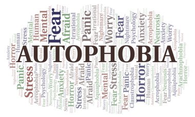 Autophobia kelime bulutu. Yalnızca metin ile yapılan Wordcloud.