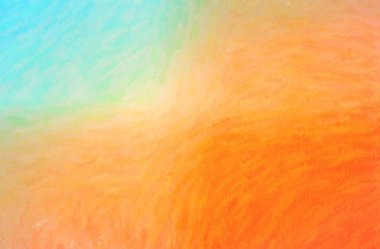 Mavi, turuncu mum boya kalemi arkaplanının soyut çizimi.