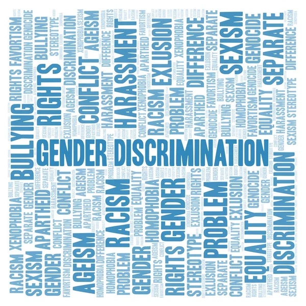 Genderová Diskriminace Druh Diskriminace Slovo Mrak Wordcloud Pouze Text — Stock fotografie