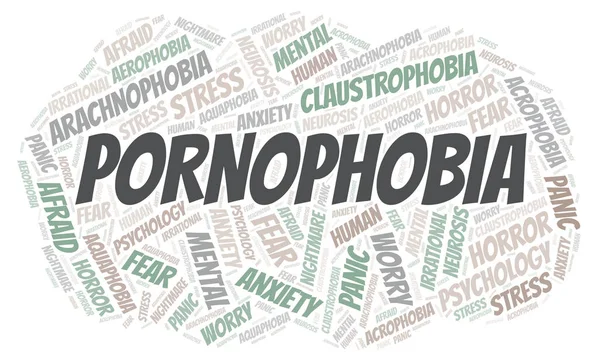 Pornofobia Parola Nube Wordcloud Realizzato Solo Con Testo — Foto Stock