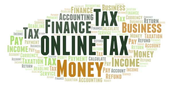 Online Tax Parola Cloud Wordcloud Realizzato Solo Con Testo — Foto Stock