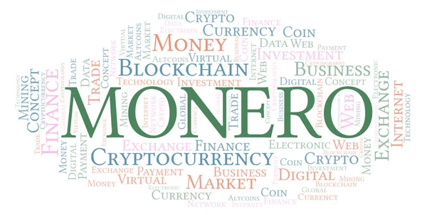 Monero cryptocurrency coin word cloud. Word cloud made with text only.