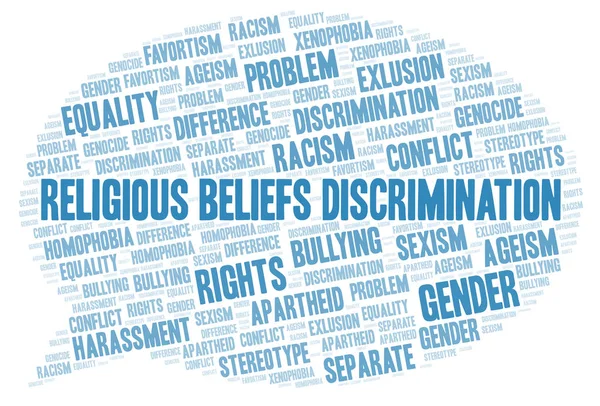 Credenze Religiose Discriminazione Tipo Discriminazione Parola Nube Wordcloud Realizzato Solo — Foto Stock