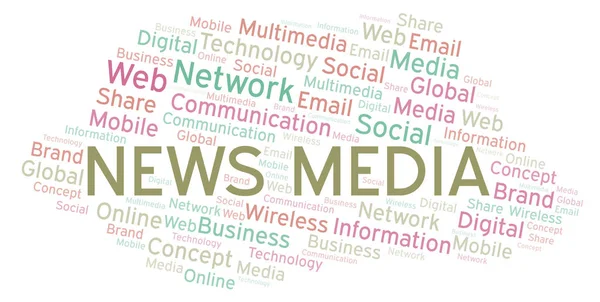 News Media Word Cloud Nuvola Parole Fatta Solo Con Testo — Foto Stock