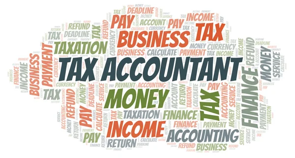 税の会計士の単語の雲 テキストのみで作られた Wordcloud — ストック写真
