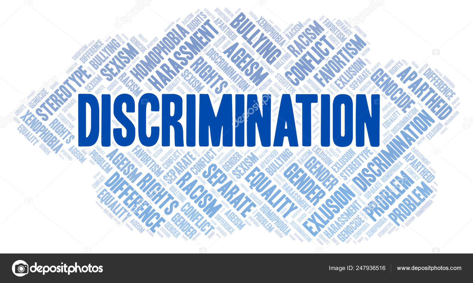 歧视类型字根云仅使用文本制作的文字云 图库照片 C Sharafmaksumov