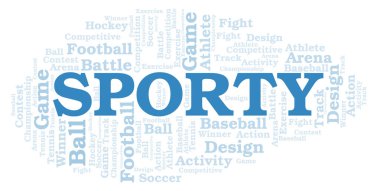 Sportif kelime bulutu. Yalnızca metin ile yapılan Wordcloud.