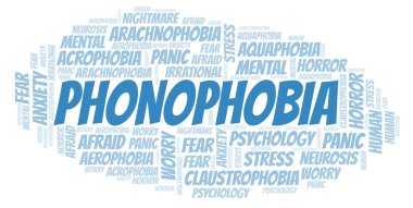 Phonophobia kelime bulutu. Yalnızca metin ile yapılan Wordcloud.