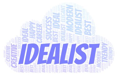 İdealist kelime bulutu. Yalnızca metin ile yapılan Wordcloud.