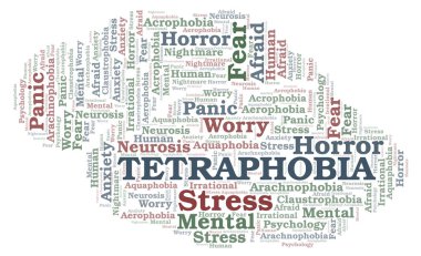 Tetraphobia kelime bulutu. Yalnızca metin ile yapılan Wordcloud.