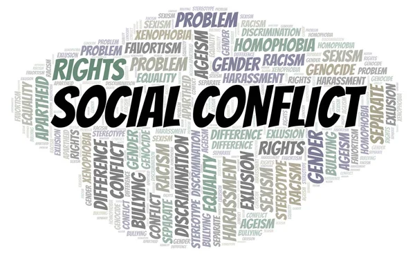 Social Conflict - type of discrimination - word cloud. Wordcloud made with text only.