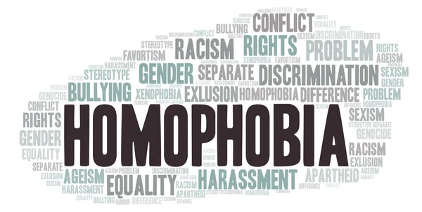 Homofobia Tipo Discriminación Nube Palabras Wordcloud Hecho Solo Con Texto — Foto de Stock