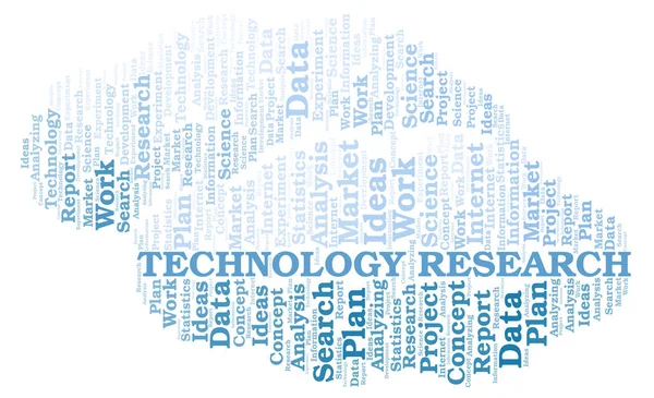 Technologieforschung Wort Wolke Wordcloud Nur Mit Text Erstellt — Stockfoto