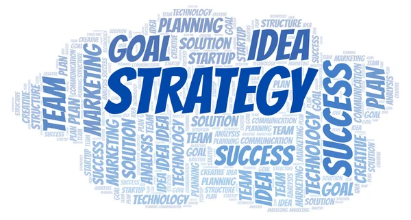 Strateji kelime bulutu. Yalnızca metin ile yapılan Wordcloud.