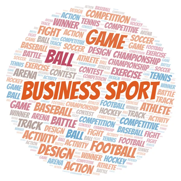 Business Sport Nuvem Palavras Wordcloud Feito Apenas Com Texto — Fotografia de Stock