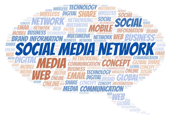 Social Media Network Word Cloud Nuvola Parole Fatta Solo Con — Foto Stock