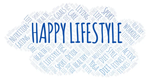 Nuvem Palavras Estilo Vida Feliz Wordcloud Feito Apenas Com Texto — Fotografia de Stock