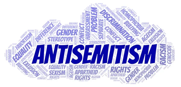 Antisemitismus Druh Diskriminace Slovo Mrak Wordcloud Pouze Text — Stock fotografie