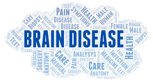脑病单词云 仅使用文本制作的文字云 — 图库照片