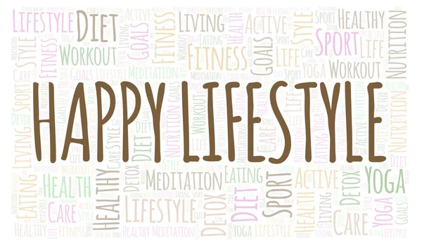 Happy Lifestyle Word Cloud Wordcloud Made Text Only — Stock Photo, Image