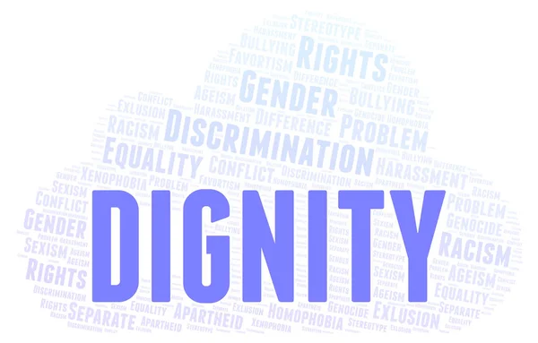 Dignidade Tipo Discriminação Nuvem Palavras Wordcloud Feito Apenas Com Texto — Fotografia de Stock