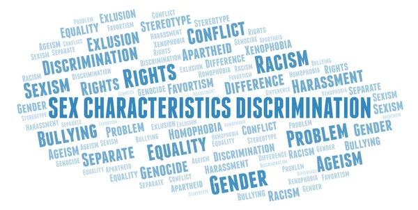Sex Kenmerken Discriminatie Soort Discriminatie Word Cloud Wordcloud Gemaakt Met — Stockfoto