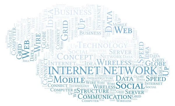 Internet Network Word Cloud Nuvola Parole Fatta Solo Con Testo — Foto Stock