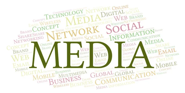 Media Word Cloud Nuvola Parole Fatta Solo Con Testo — Foto Stock