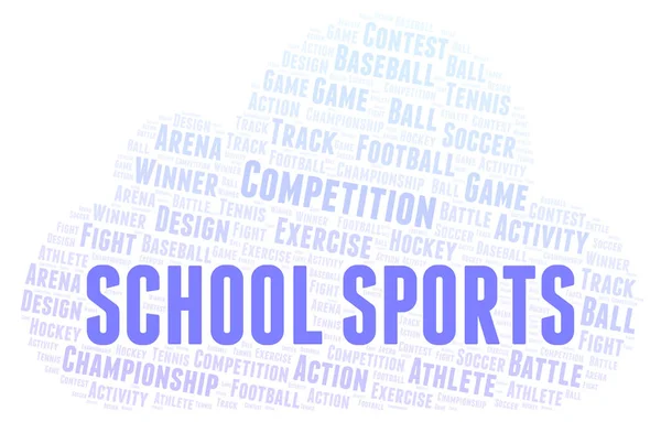 学校のスポーツの単語の雲 テキストのみで作られた Wordcloud — ストック写真