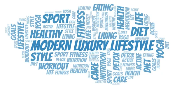 Moderno Luxury Lifestyle Parola Nuvola Wordcloud Realizzato Solo Con Testo — Foto Stock