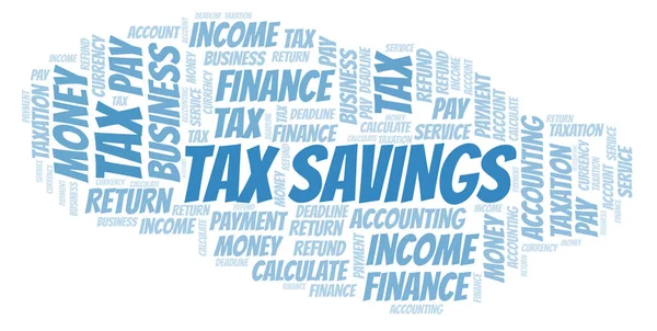 税の節約の単語雲 テキストのみで作られた Wordcloud — ストック写真