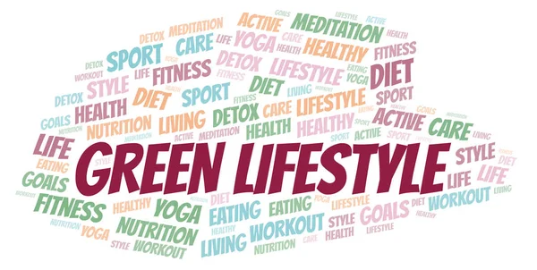Green Lifestyle Parola Nuvola Wordcloud Realizzato Solo Con Testo — Foto Stock