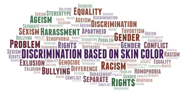 Bőr Színe Fajta Megkülönböztetés Szó Felhő Alapuló Hátrányos Megkülönböztetés Wordcloud — Stock Fotó