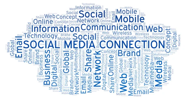 Sociala Media Anslutning Word Cloud Word Cloud Med Endast Text — Stockfoto