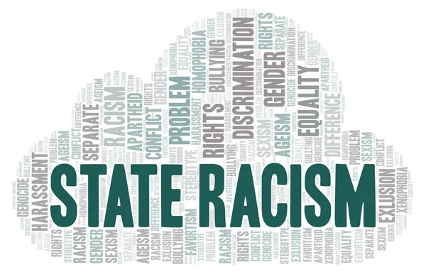 Σύννεφο Λέξεων Τύπος Διακρίσεις Ρατσισμός Του Κράτους Wordcloud Γίνεται Κείμενο — Φωτογραφία Αρχείου