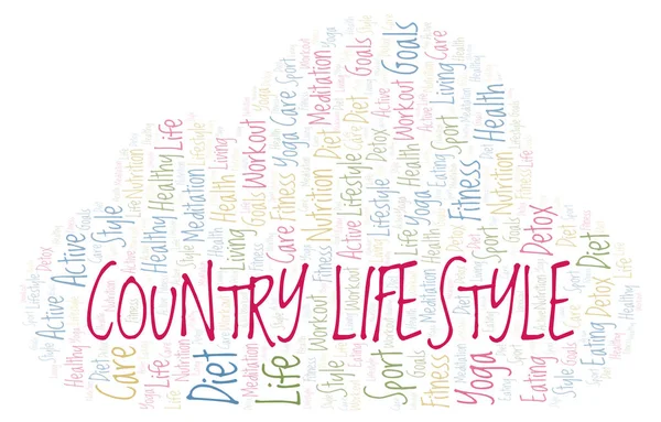 Country Lifestyle Nuvem Palavras Wordcloud Feito Apenas Com Texto — Fotografia de Stock