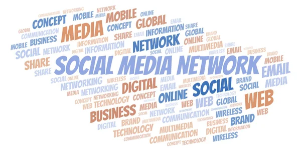 Σύννεφο λέξεων κοινωνικό δίκτυο μέσων μαζικής ενημέρωσης. — Φωτογραφία Αρχείου