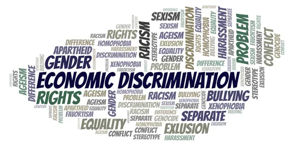 Economische discriminatie - soort discriminatie - woord wolk. — Stockfoto