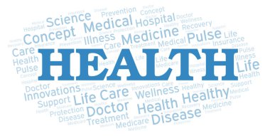 Sağlık kelime bulutu.