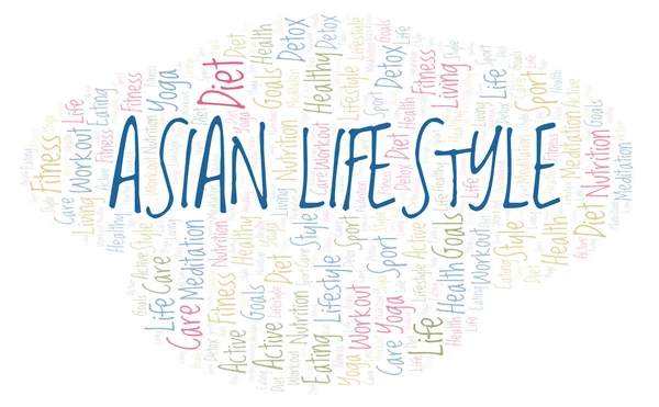 Asiatisk livsstil word cloud. — Stockfoto