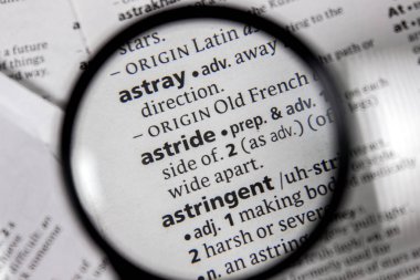 Sözcük veya tümceciğin ata biner gibi bir sözlük.