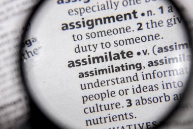 Sözcüğün veya tümceciğin asimile bir sözlükte.