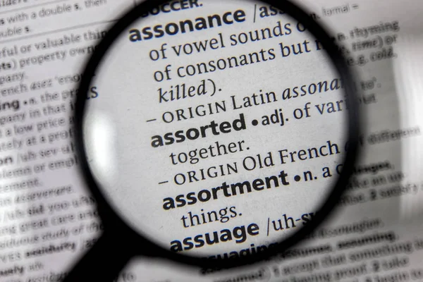 The word or phrase assorted in a dictionary. — Stock Photo, Image