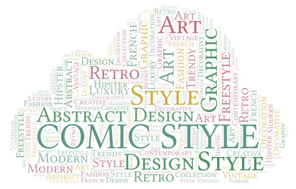 comic style word cloud on white background